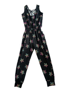 Pixie Lane girls tie sleeveless checkered star jumpsuit 7