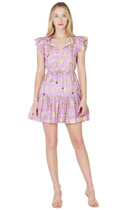 Oliphant women’s metallic floral cinched mini dress XS