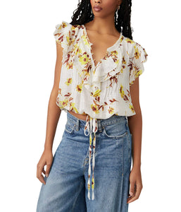 Free People Women’s Naya floral cropped blouse XS NEW