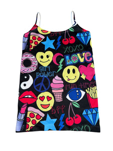 Malibu Sugar tween girls emoji print cami tank ONE SIZE(7-10)