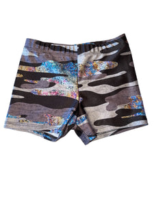 Pixie Lane girls hi shine camo print tumble shorts 6