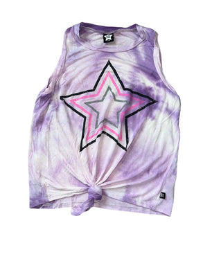 Pixie Lane girls knotted tie dye star tank top 9-10