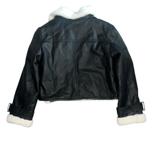 Vintage Havana girls faux leather and fur moto jacket L(14)