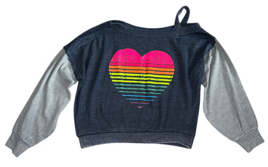 Vintage Havana girls one shoulder neon heart top L(14)