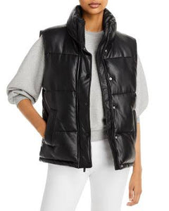 Marc New York women’s faux leather puffer vest S NEW