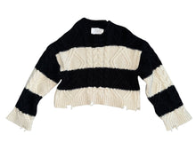Zara girls cropped distressed stripe sweater 6-7