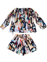 Maria Cher women’s 2pc Alsina Violet blouse & Dinner shorts set L