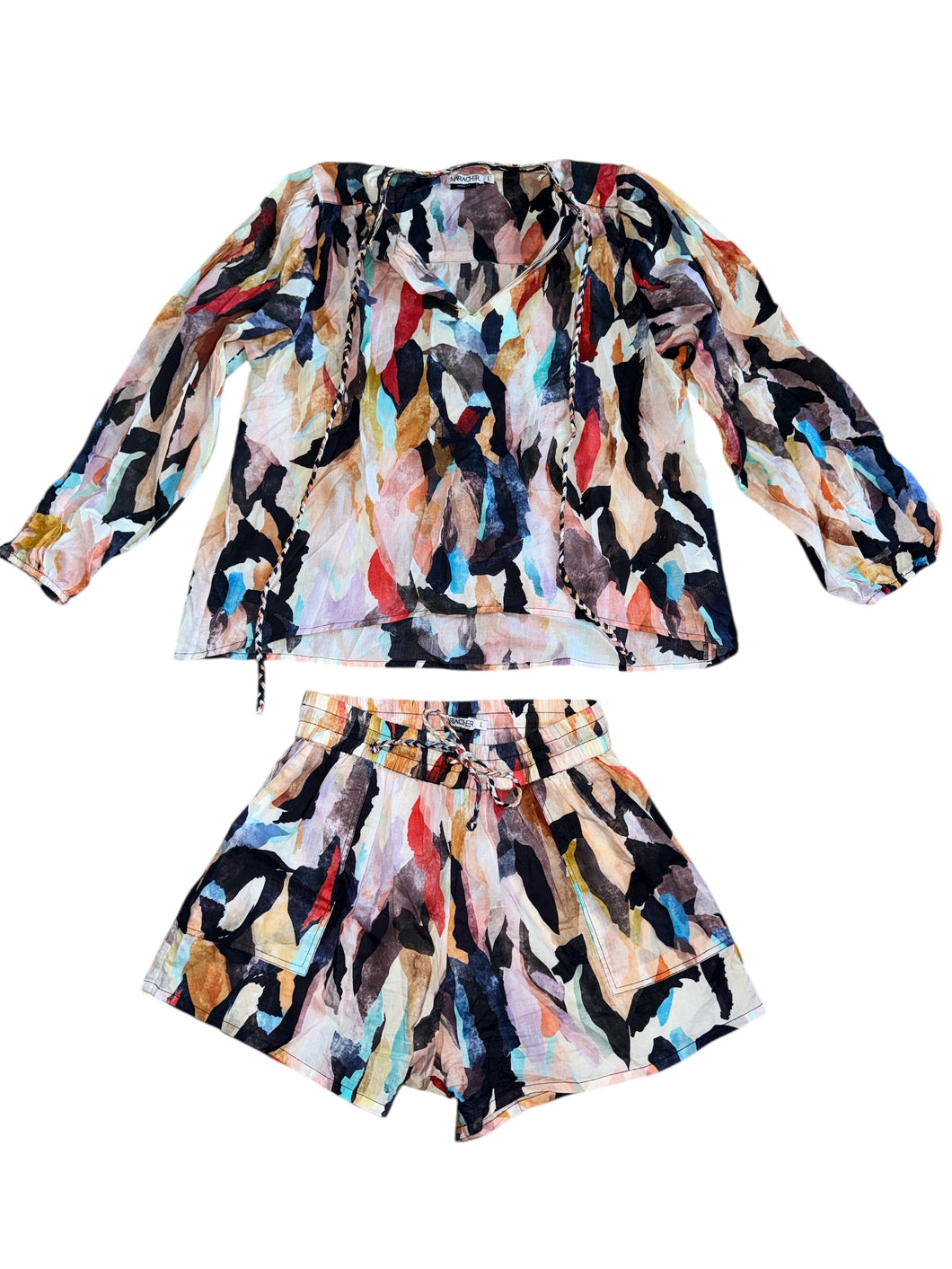 Maria Cher women’s 2pc Alsina Violet blouse & Dinner shorts set L