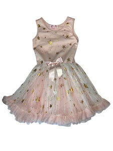 Popatu little girls glitter stars tulle party dress L(6-7)