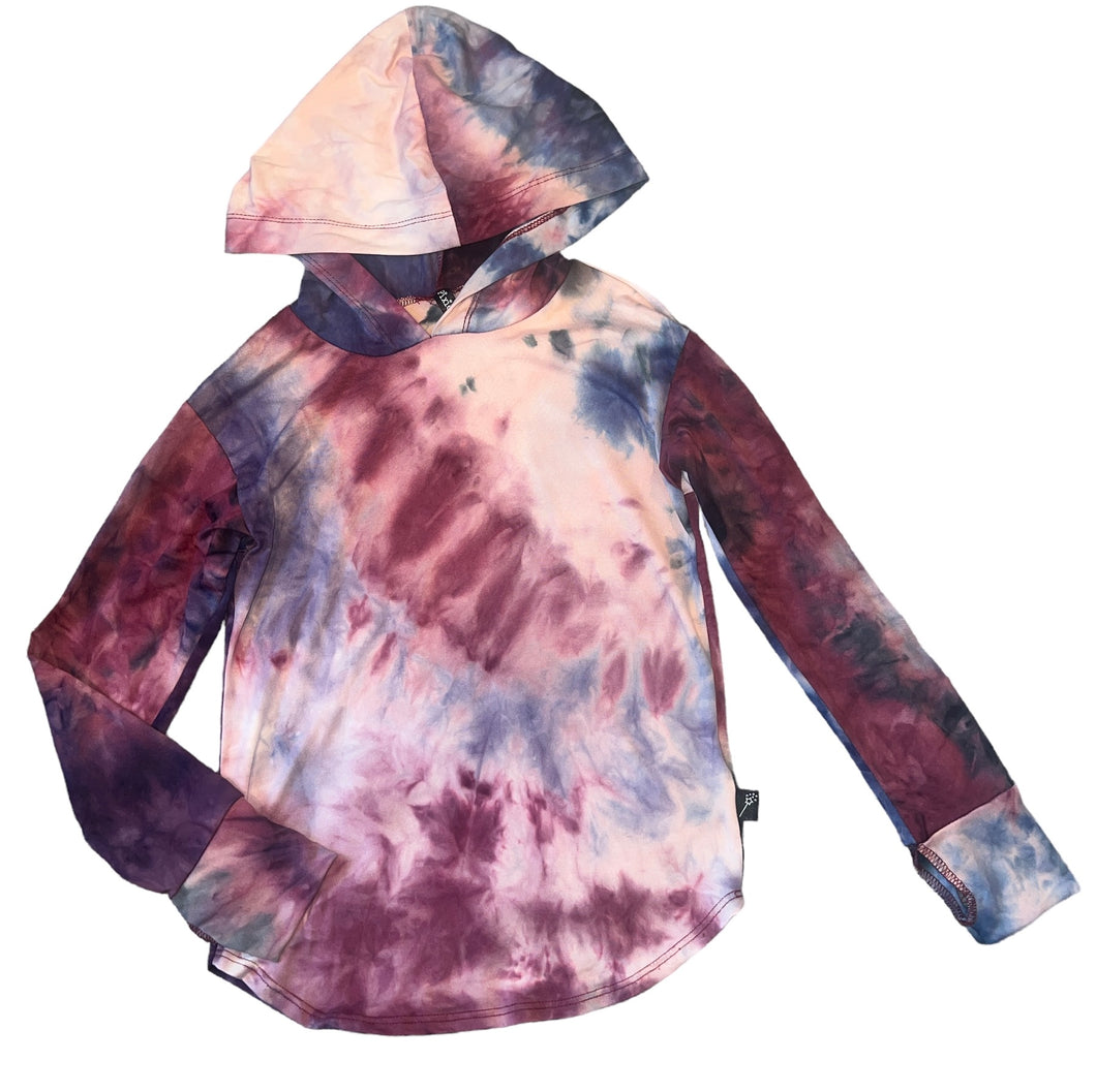 Pixie Lane girls hooded tie dye pullover top with thumbholes 6