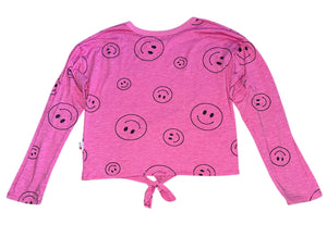 T2 Love girls knotted hem happy face top 8