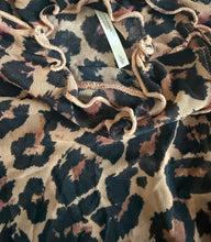Free People women’s sheer mesh leopard ruffle turtleneck XS