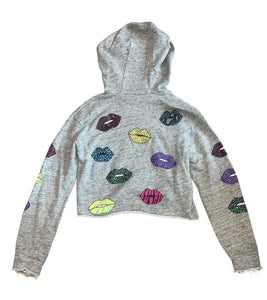 Chaser brand girls cropped wild lips hoodie 14