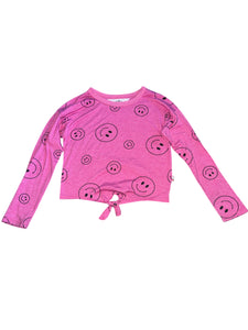 T2 Love girls knotted hem happy face top 8