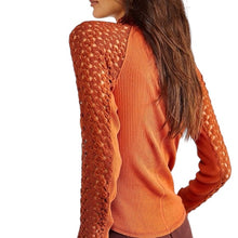 Free People women’s Clemente ribbed lace sleeve top S