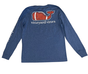 Vineyard Vines boys long sleeve football whale pocket tee M(12-14) NEW