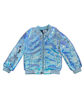 Lola & The Boys girls icy ombre sequin bomber jacket 10