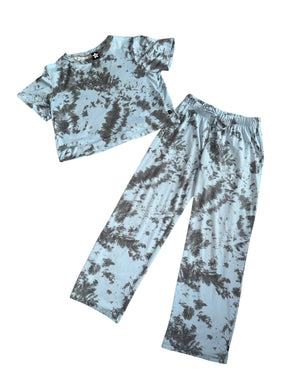 Pixie Lane girls 2pc tie dye cropped tee and lounge pants set 8