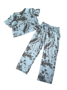 Pixie Lane girls 2pc tie dye cropped tee and lounge pants set 8