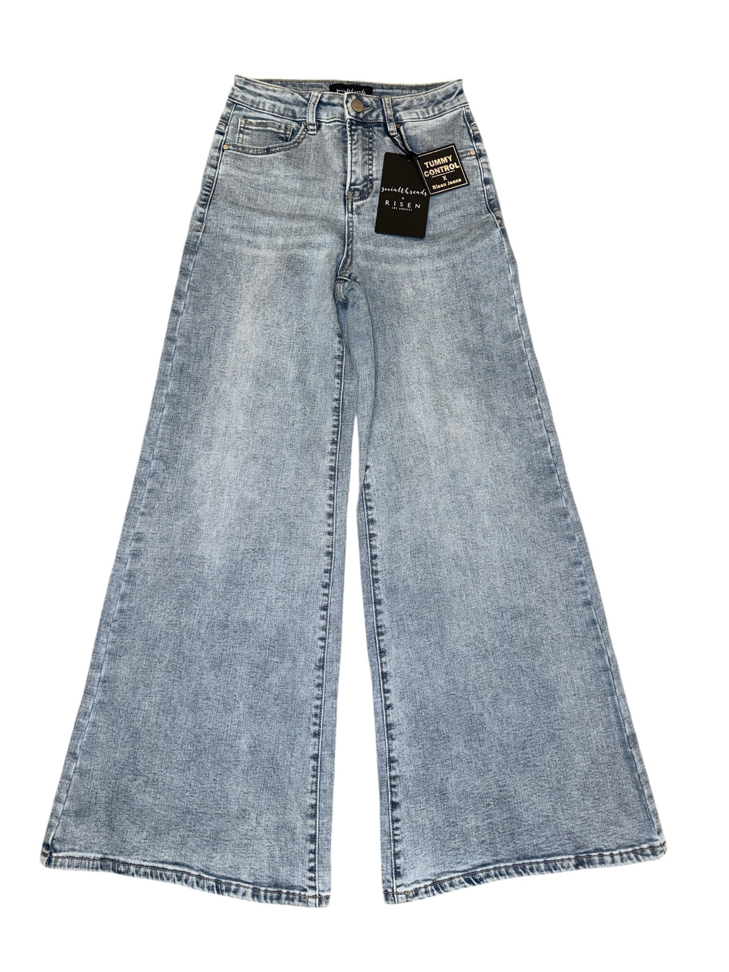 Social Threads x Risen women’s tummy control wide leg jeans 0/24 NEW