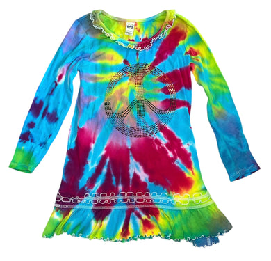 Kavio girls rhinestone peace sign dress 6x