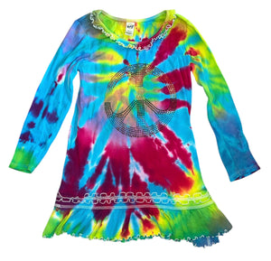 Kavio girls rhinestone peace sign dress 6x