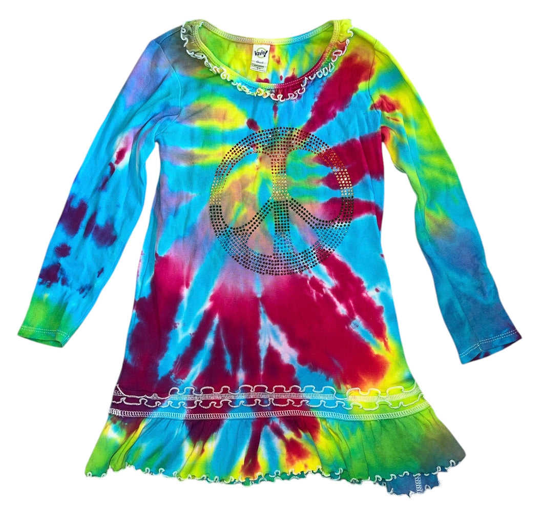 Kavio girls rhinestone peace sign dress 6x