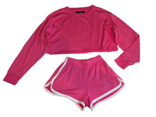 Katie J NYC Junior Jan cropped crew sweatshirt & Kimmie shorts XS