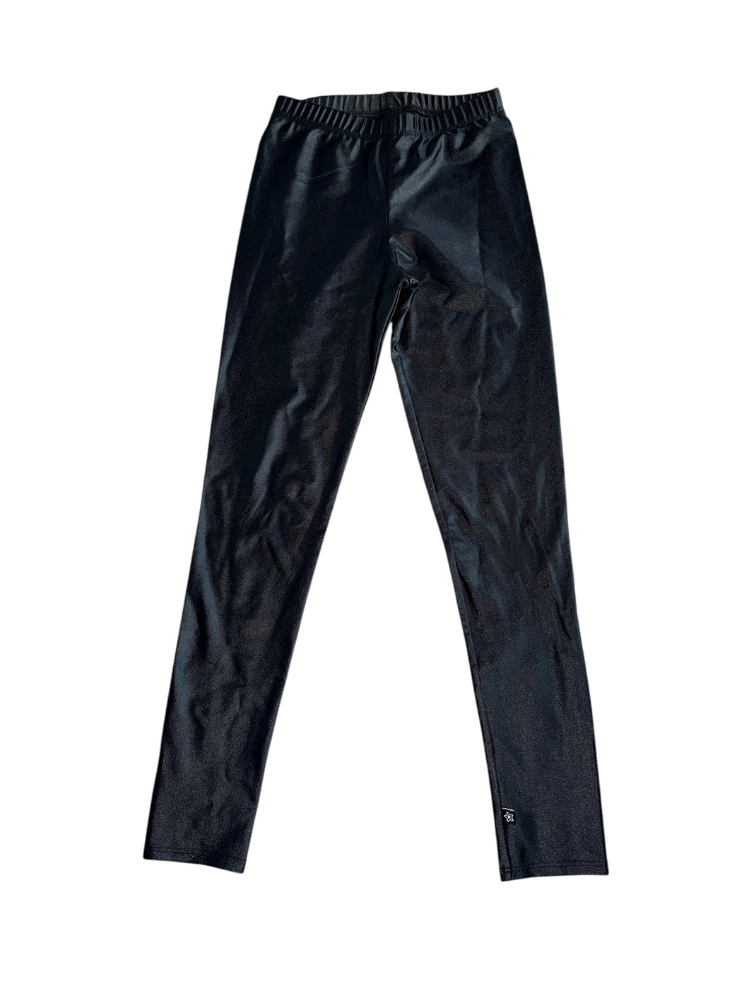 Pixie Lane girls hi shine black leggings 9-10