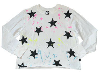 Pixie Lane girls splatter stars long sleeve skimmer top 9-10