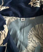 Women’s 2pc satin tiger print pajama button down shirt & pants set M