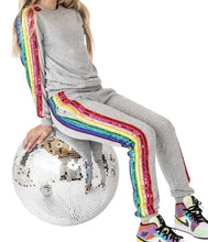 Lola & The Boys girls 2pc hacci knit rainbow sequin set 10