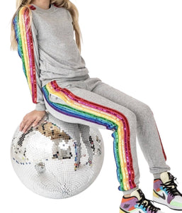 Lola & The Boys girls 2pc hacci knit rainbow sequin set 10
