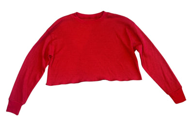 Katie J NYC tween girls cropped long sleeve thermal top XL(14)