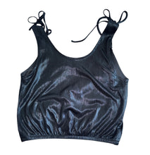 Katie J NYC juniors Allison metallic black cropped tank top XS