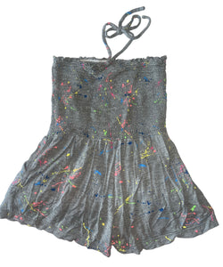 Flowers By Zoe girls smocked neon splatter romper 6x