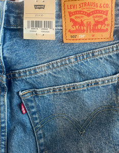 Levi’s 501 Original Field Notes woman’s hi rise heart patch straight leg jeans 25 x 30 NEW