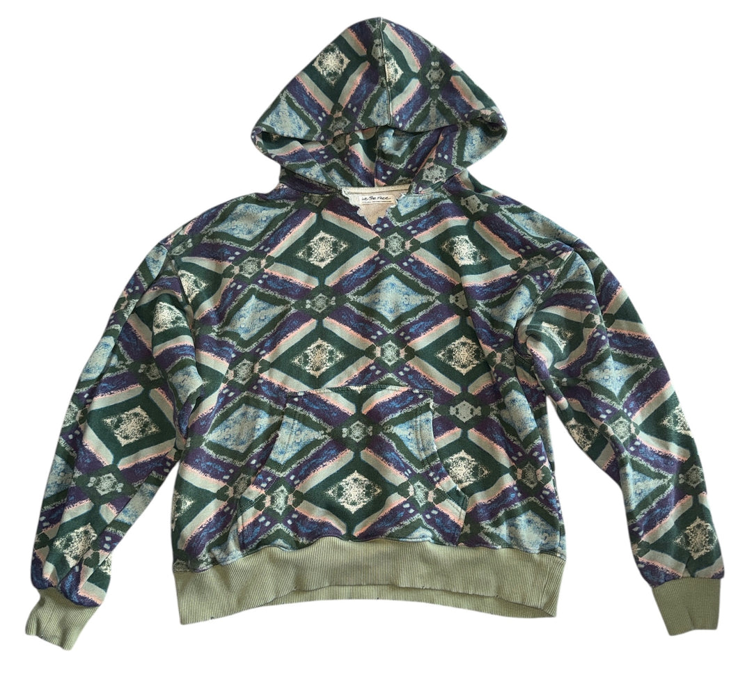 Free People women’s It’s a Vibe printed hoodie sweatshirt XS