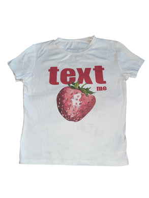 Edikted junior/women’s Text Me strawberry graphic baby tee (read measurements) S