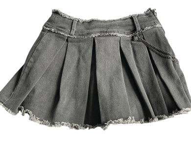 Tractr girls pleated denim zip up skort with chain 8