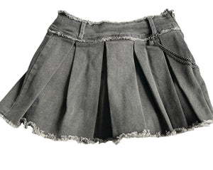 Tractr girls pleated denim zip up skort with chain 8