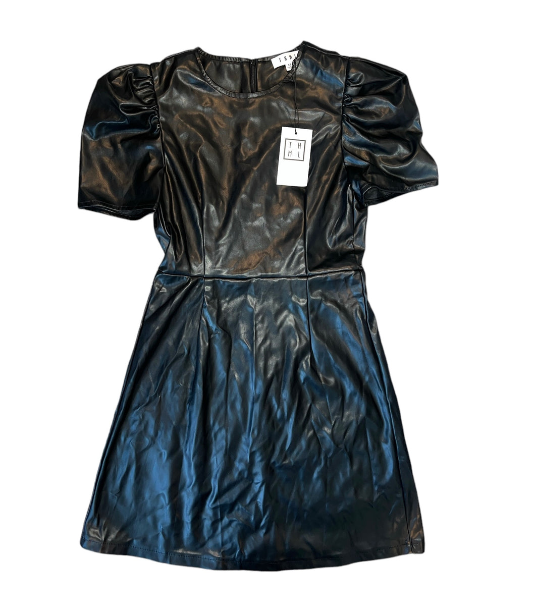 thml faux leather dress THML: Faux Leather Leopard Dress