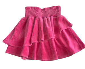 Ever After Collection girls double ruffle hi rise velour skirt 8