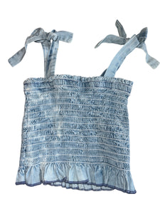 Chic 2 Chic girls smocked tie strap cropped tank L(12) (NEW WITH DEFECT)