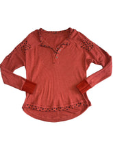 Free People women’s Heart to Heart waffle knit henley top XS