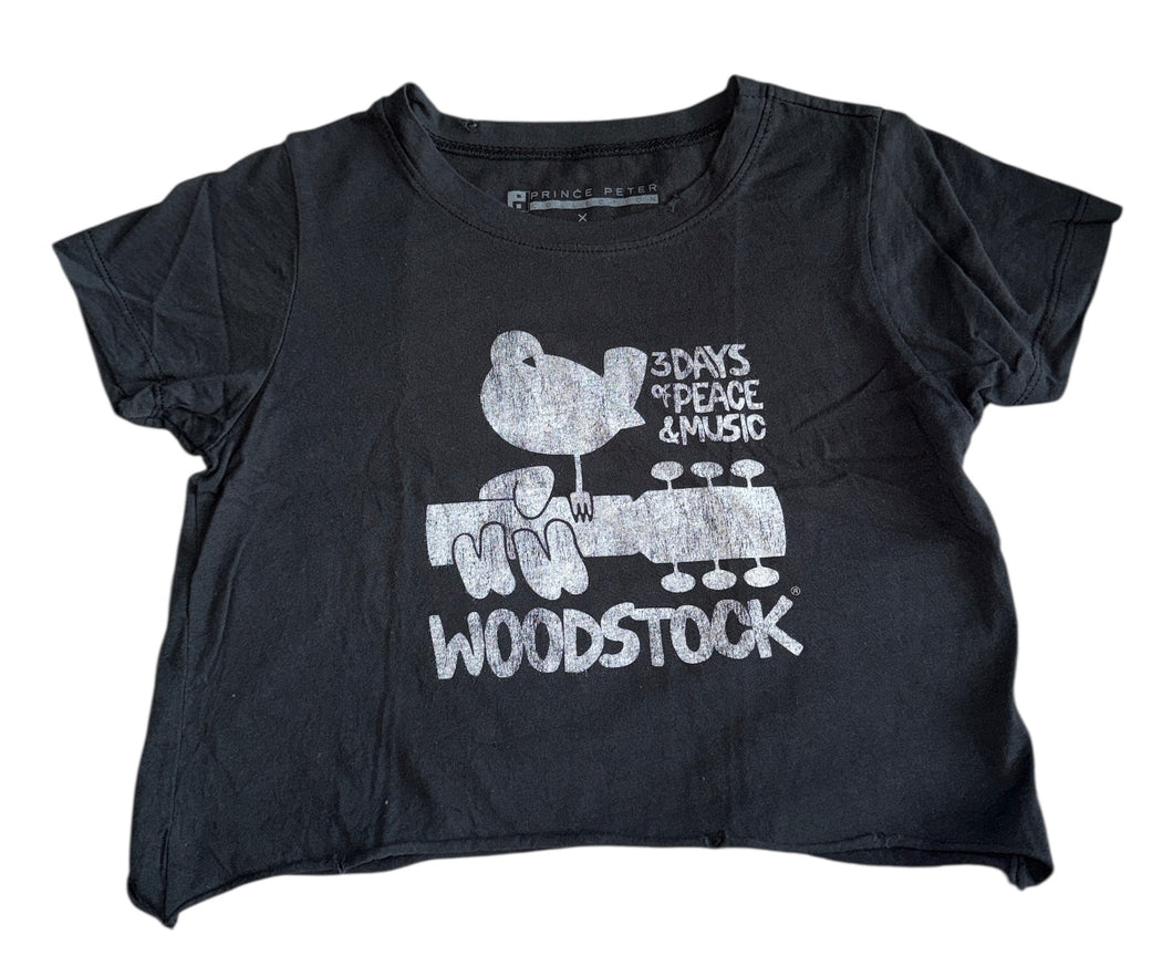 Prince Peter girls Woodstock graphic distressed cropped tee XL(14-16)