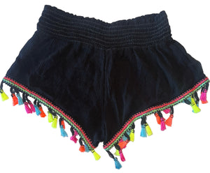 Vintage Havana girls gauzy neon tassel shorts S(7-8)