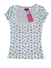 Edikted junior/women’s Orly floral ribbed tee XS NEW