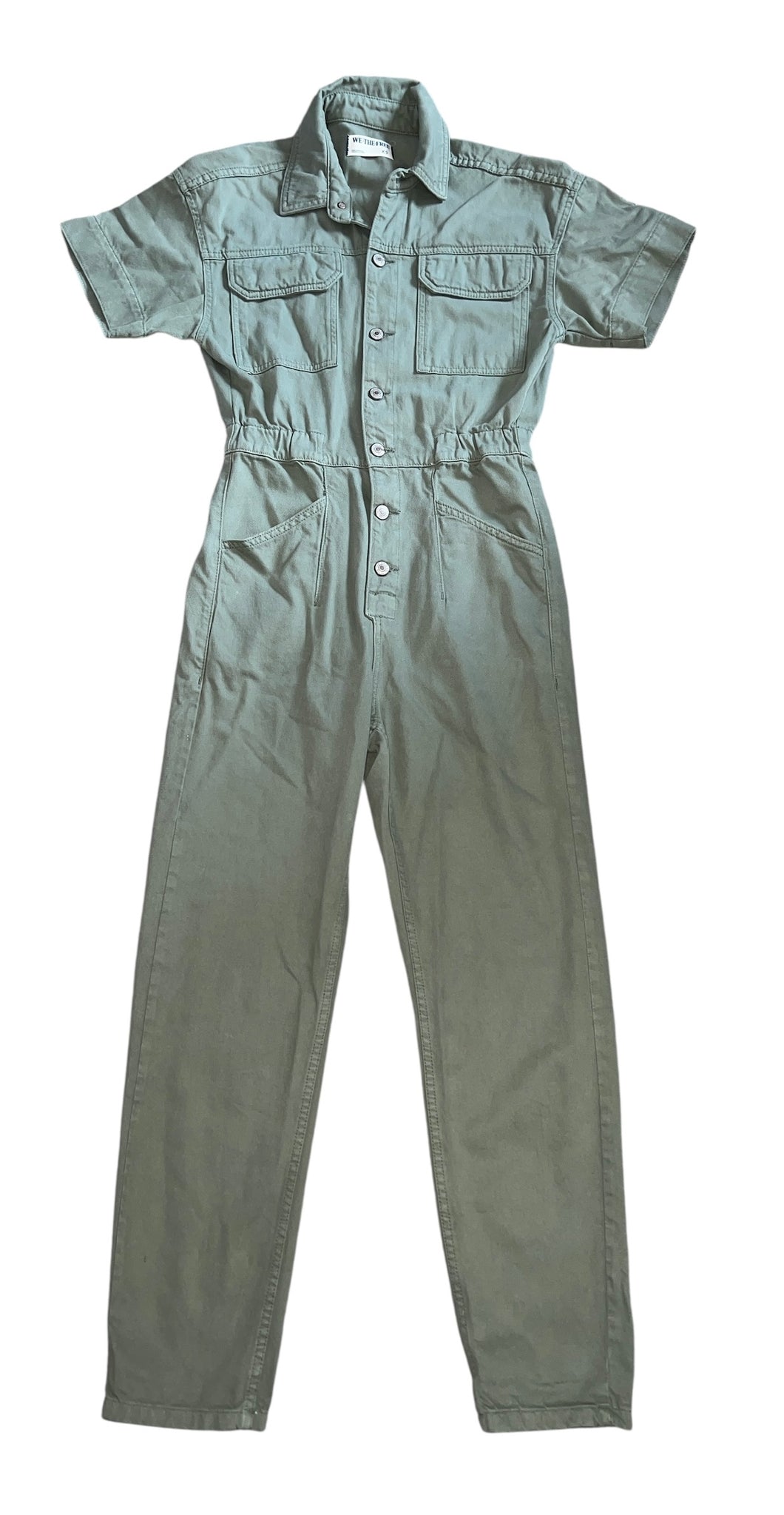 Free People We The Free Marci denim jumpsuit in washed army XS