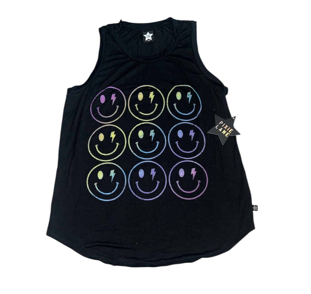 Pixie Lane girls happy face graphic tank top 9-10 NEW